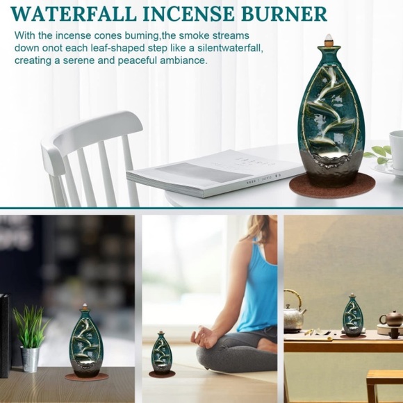 NEW Incense Waterfall Burner Ceramic Backflow Incense Holder Home Decor - Picture 7 of 13